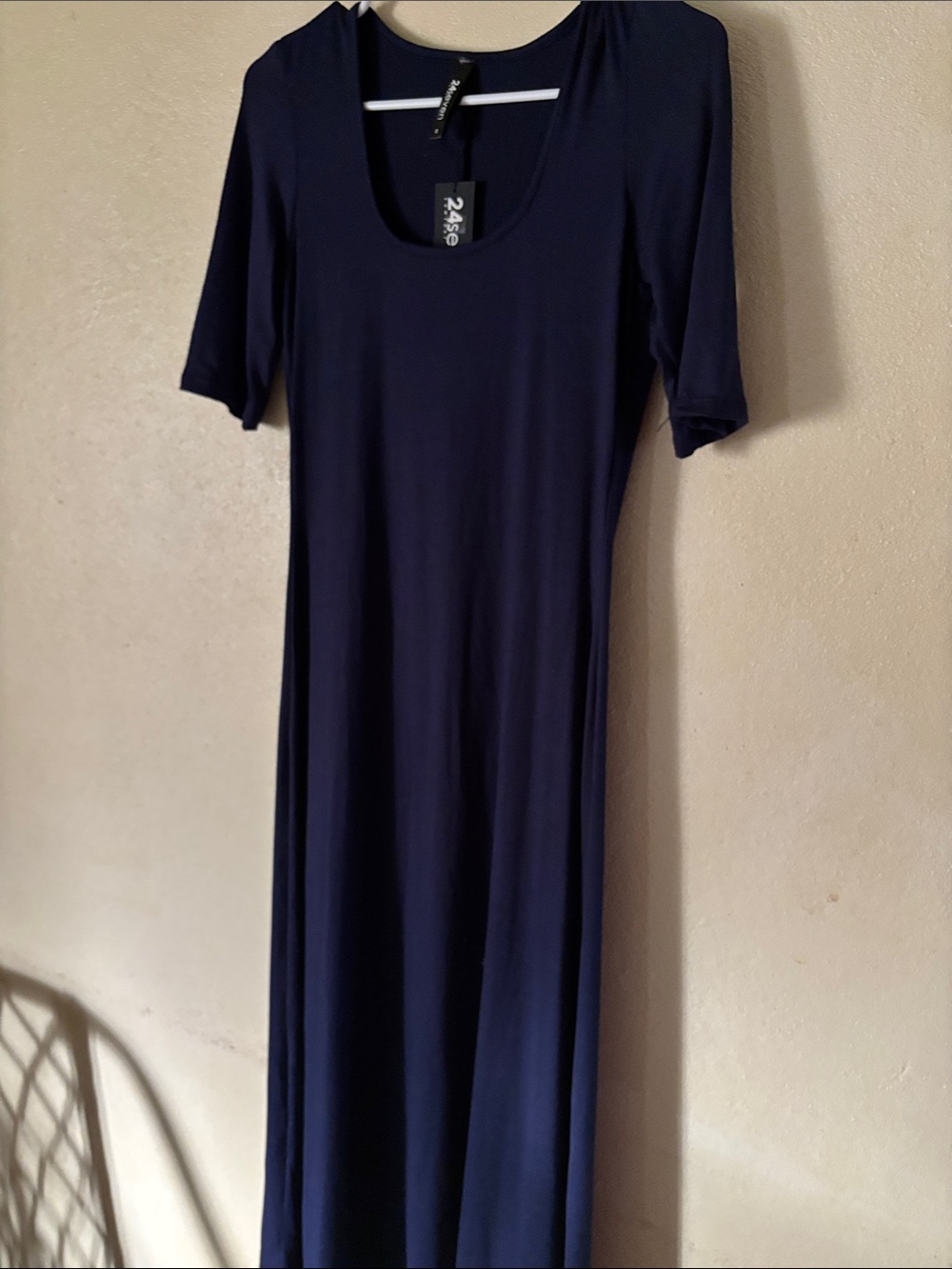 Scoop Neck Navy Maxi Dress by 24Se7e